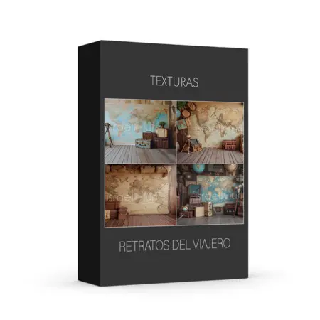 Retratos del Viajero, colección con accesorios como mapas antiguos y brújulas, ideal para capturar la esencia de los viajes y aventuras históricas.
